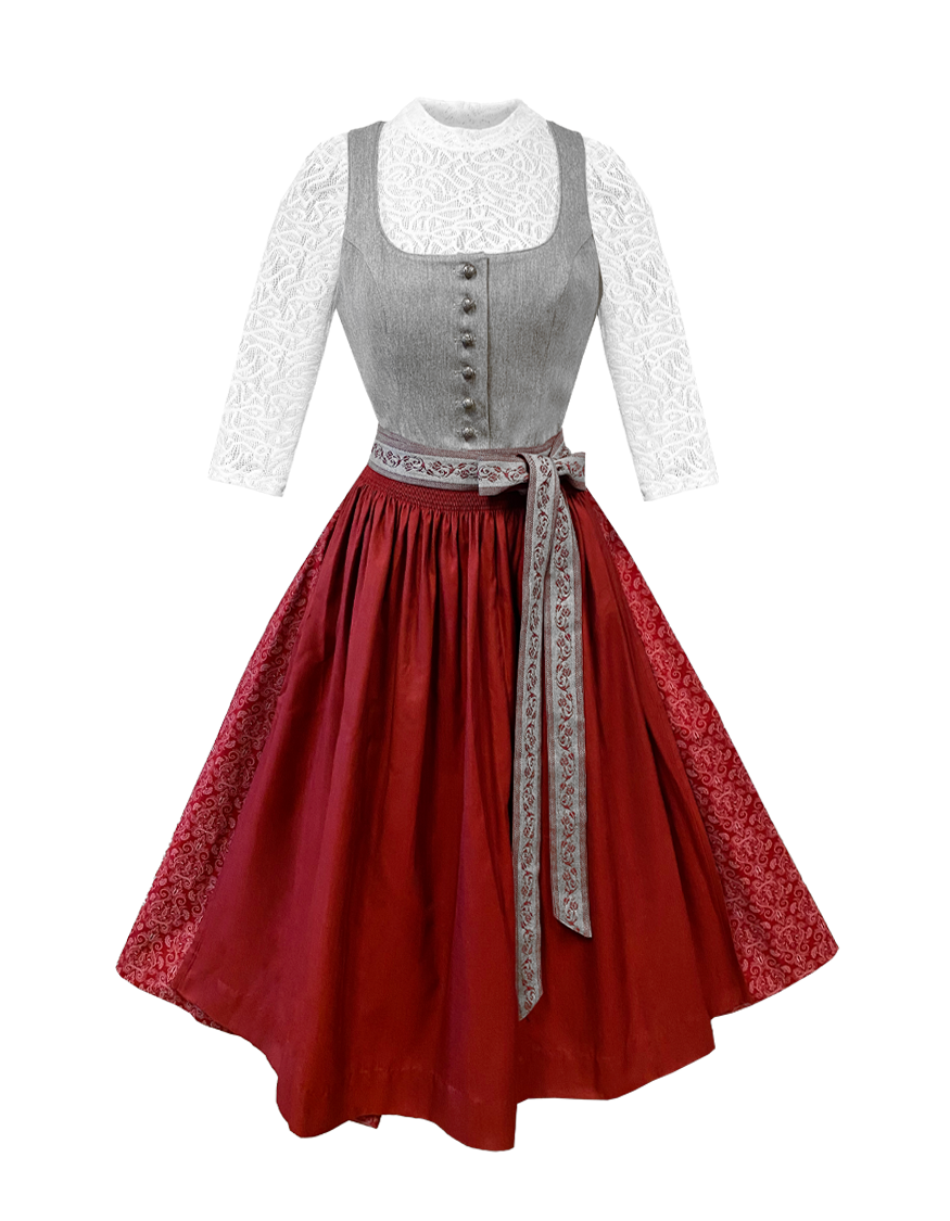 Hammerschmid Dirndl Koflersee hellgrau & bordeaux