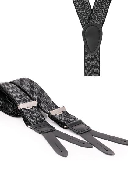 Hosenträger zum knöpfen mit schwarzen Wildlederlaschen