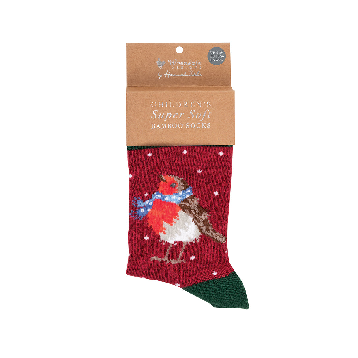 Wrendale Kinder Socken "Season's Tweetings" mit Rotkehlchen