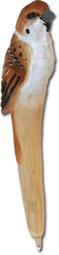 Handgeschnitzter Holzkuli Sperling