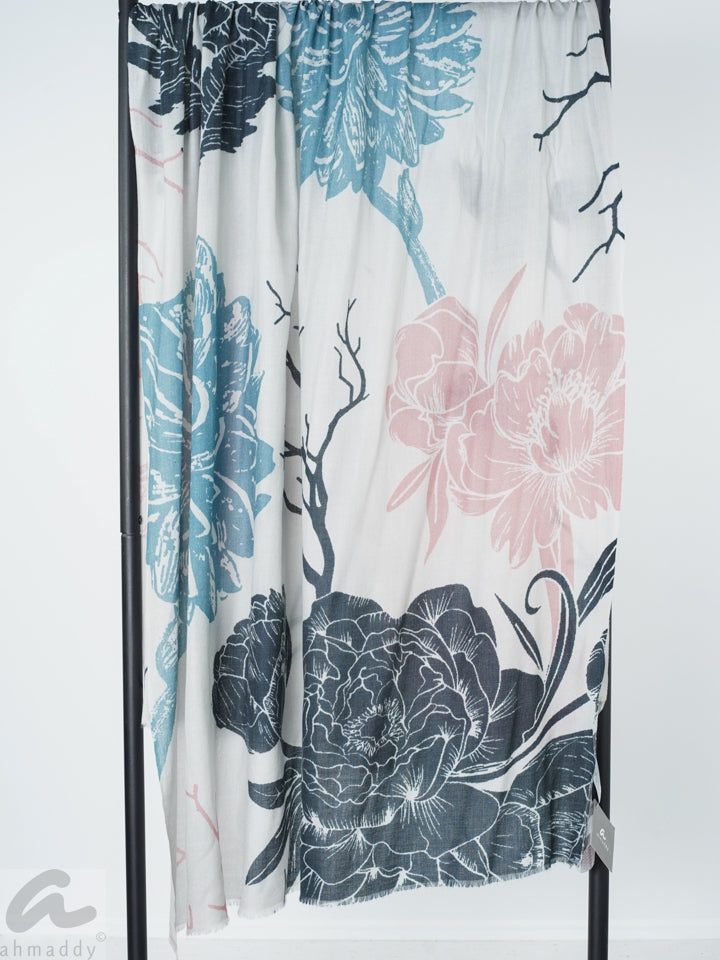 AHMADDY Seiden-Wollschal Big Flower