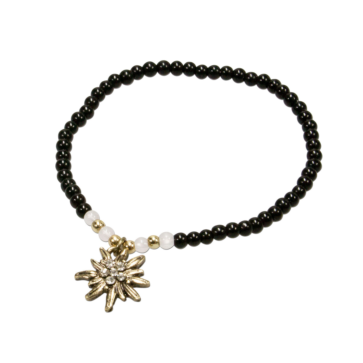 Alpenflüstern Perlenarmband Strass-Edelweiß