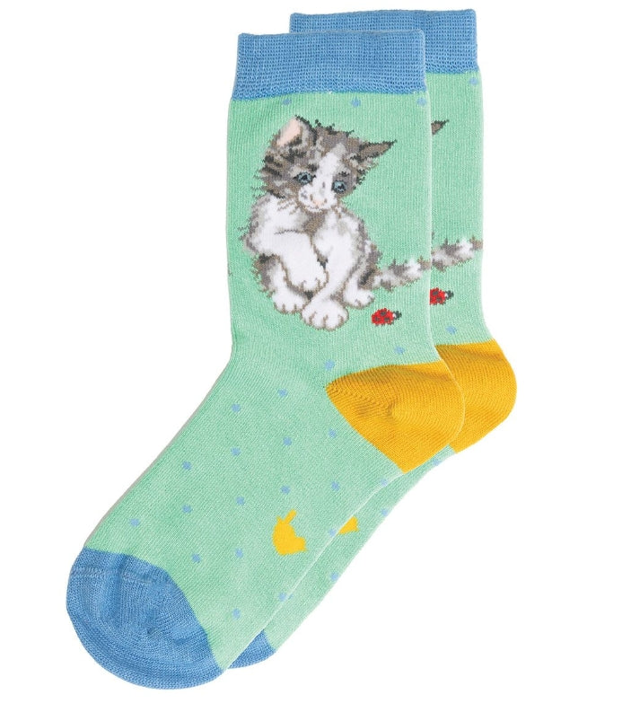 Wrendale Kinder Socken "Ladybird" mit Katze