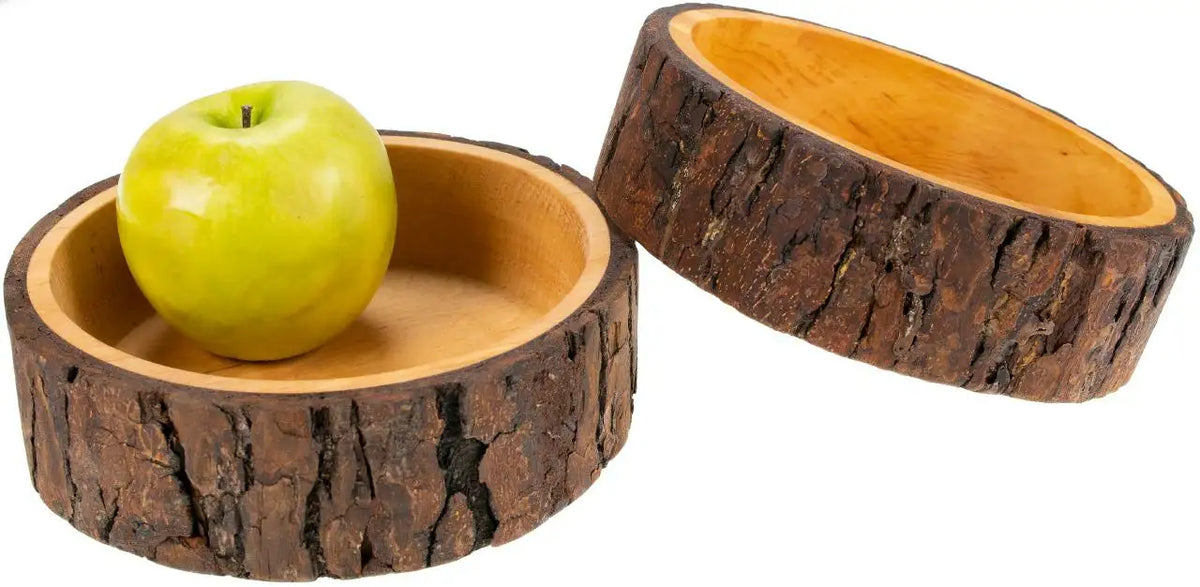 Holzschüssel aus Baumstamm Erle mit Rinde