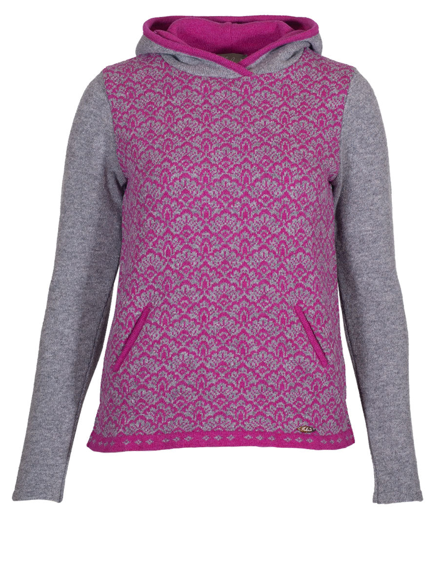 Huber Pullover Josephina mit Kapuze grau-pink