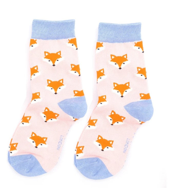 Kinder Motivsocken mit Füchsen rosa