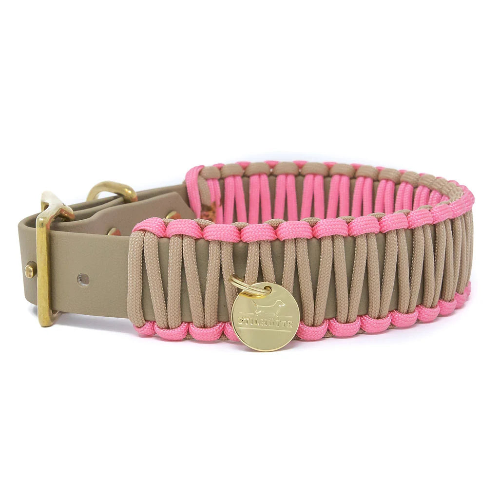 Stilhütte Halsband Biothane Paracord 'beige/rosa'