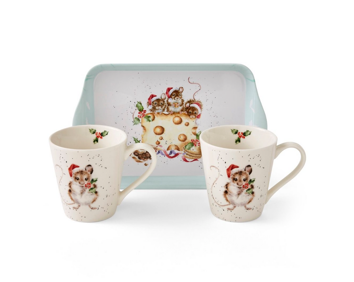 Wrendale 'Holly Jolly' Tasse & Tablett Set - Maus XMas