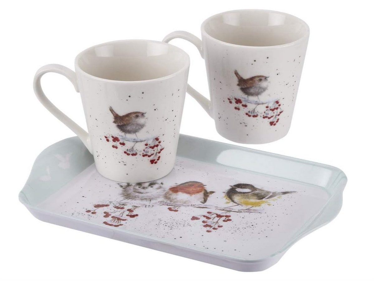 Wrendale 'One Snowy Day' Tasse & Tablett Set - Vogel XMas