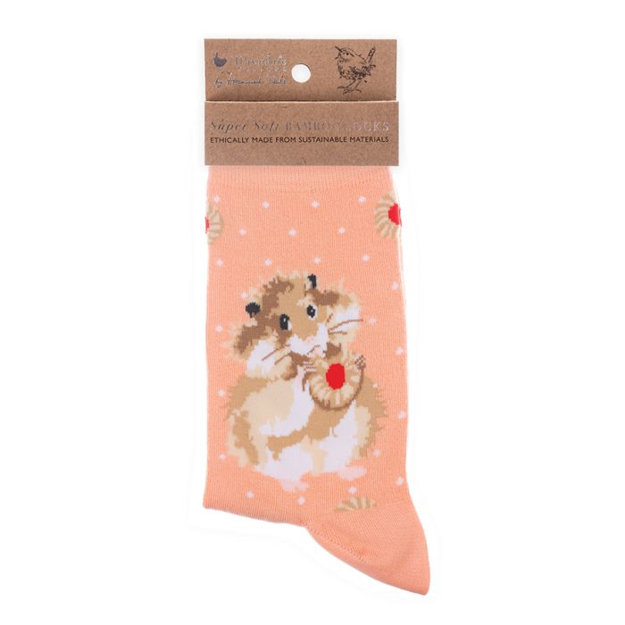 Wrendale Socken "Diet Starts Tomorrow" mit Hamster und Keks