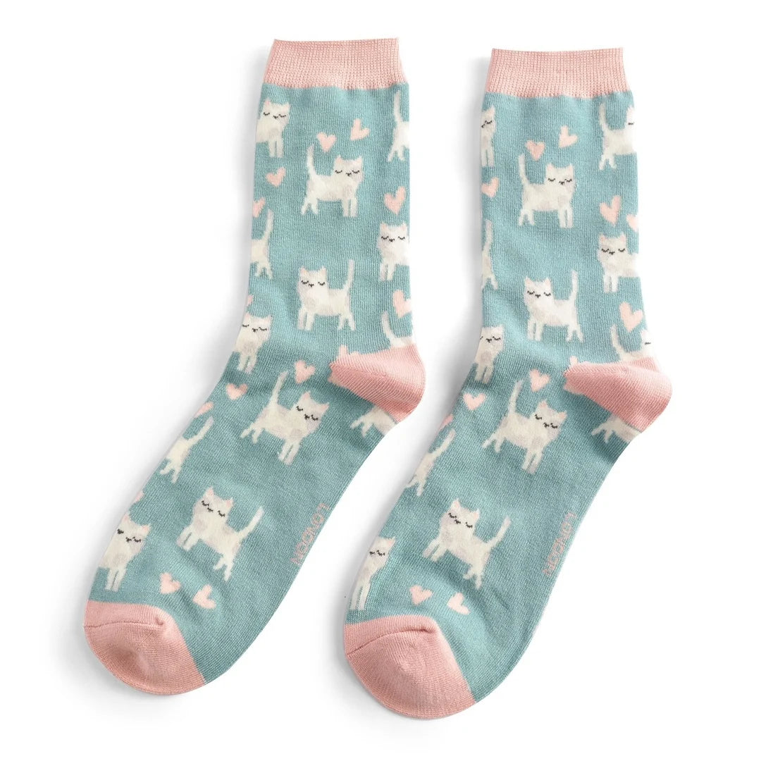 Damen Motivsocken mit Katzen mit Herz